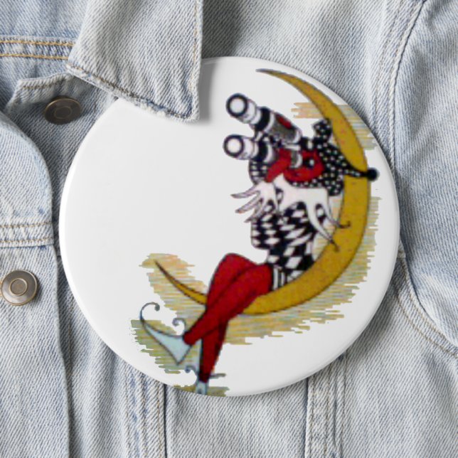 Cosmic Gaze: Elf on the Moon Adventure 6 Cm Round Badge (In Situ)