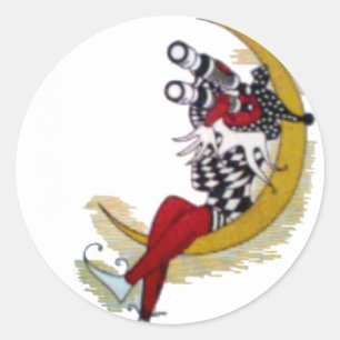 Cosmic Gaze: Elf on the Moon Adventure Classic Round Sticker