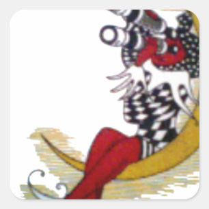 Cosmic Gaze: Elf on the Moon Adventure Square Sticker