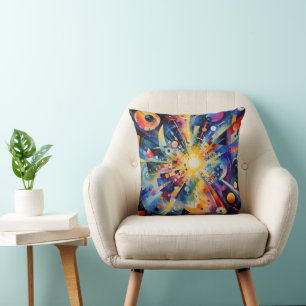 Cosmic Geometric Explosion Abstract Cushion
