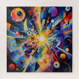 Cosmic Geometric Explosion Abstract Jigsaw Puzzle