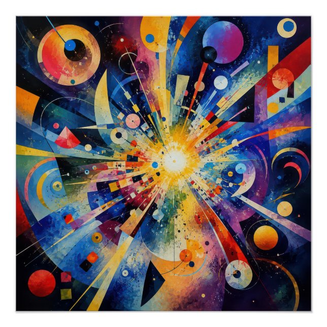Cosmic Geometric Explosion Abstract Poster (Front)