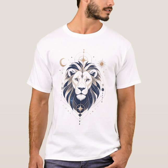 Cosmic Geometric Lion T-Shirt  (Front)