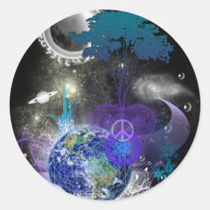 Cosmic geometric peace classic round sticker