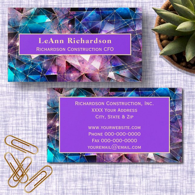 Cosmic Geometric with Gold Lines Business Card (Creator Uploaded)