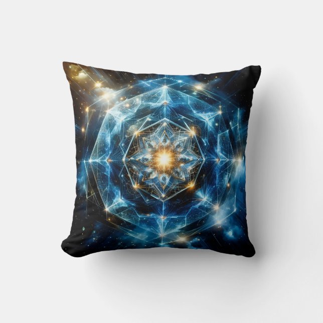 Cosmic Geometry Mandala Star Universe Abstract Cushion (Front)