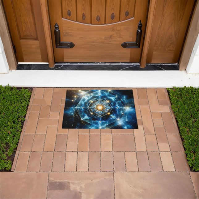 Cosmic Geometry Mandala Star Universe Abstract Doormat (Outdoor)