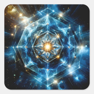 Cosmic Geometry Mandala Star Universe Abstract Square Sticker