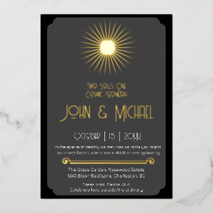  Cosmic Geometry Wedding Black Gray Gold Starburst