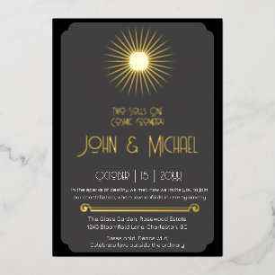  Cosmic Geometry Wedding Black Grey Gold Starburst
