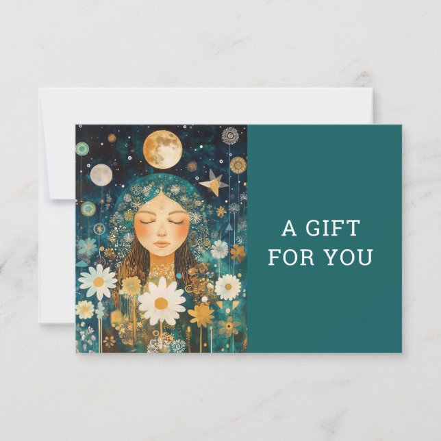 Cosmic Girl Boho Moon QR Code Gift Certificate (Front)