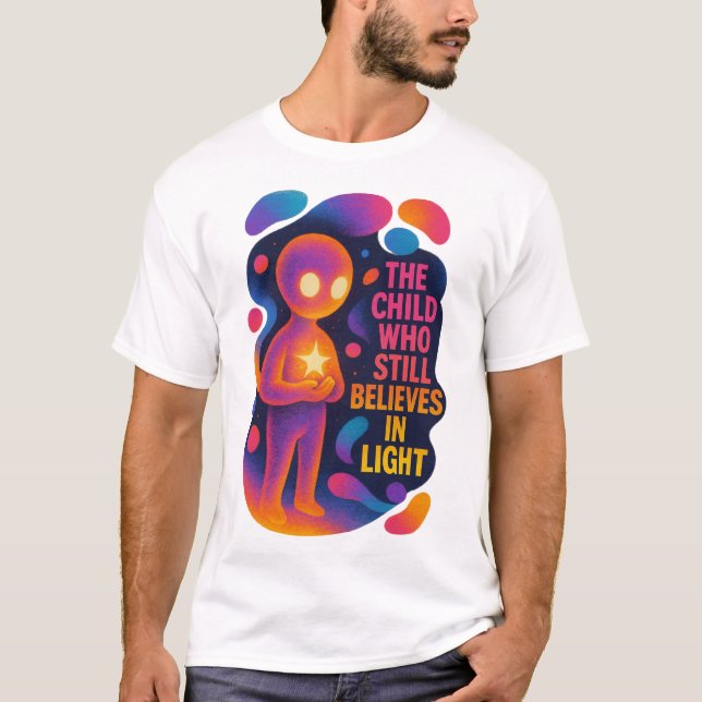 Cosmic Glow Character & Inspirational Art T-Shirt (Front)