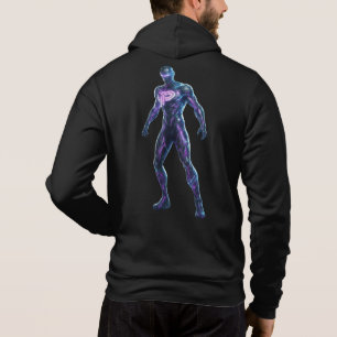 Cosmic Glow Zip-Up Minimalist Front BOLD Back Hoodie