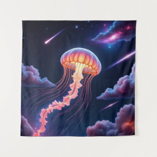 Cosmic Glowing Jellyfish Tapestry