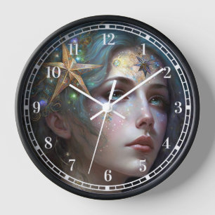 Cosmic Goddess Fantasy Art Clock
