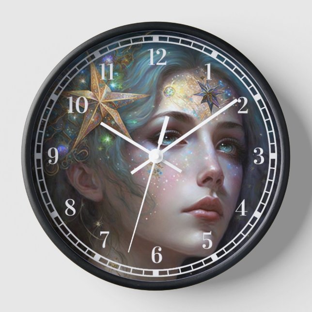 Cosmic Goddess Fantasy Art Clock (Front)
