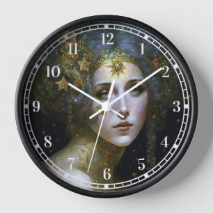 Cosmic Goddess Fantasy Art Clock