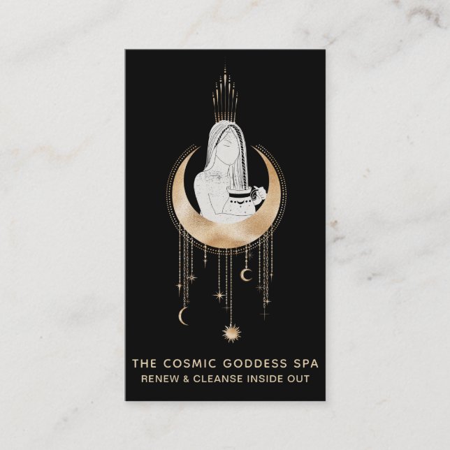*~* Cosmic Goddess Moon Stars Water Urn Business Card (Front)