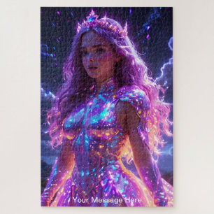 Cosmic goddess with vibrant neon Colour Jigsaw Puzzle