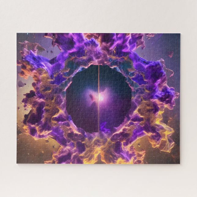Cosmic gold and purple UFO portal event horizon Jigsaw Puzzle (Horizontal)