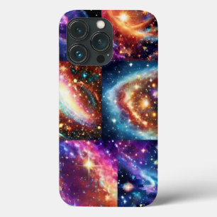 Cosmic gold pink electric sky universe fun collage iPhone 13 pro case