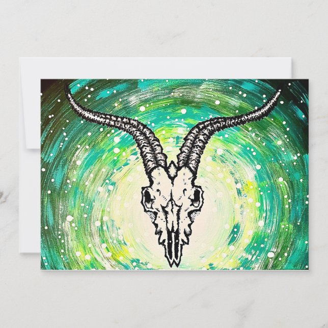 cosmic goth skull art holiday card (Front)