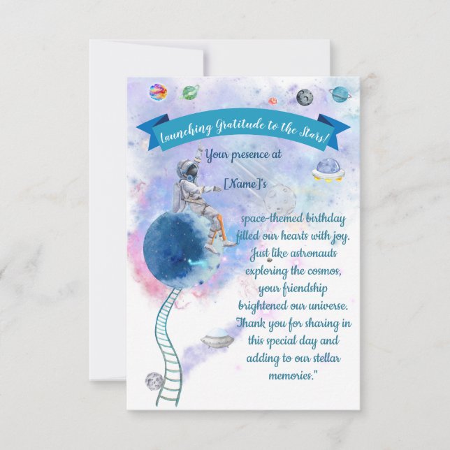 Cosmic Gratitude: Beyond Stars Thank You Card (Front)