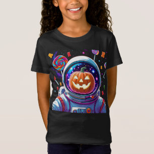 Cosmic Halloween Astronaut with Jack Lantern Helme T-Shirt