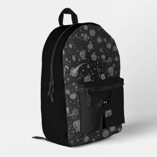 Cosmic Halloween Backpack with Pumpkins and Witch
