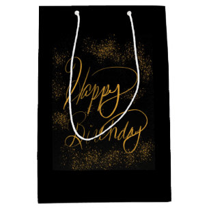 Cosmic Happy Birthday in Black and Gold gift bag