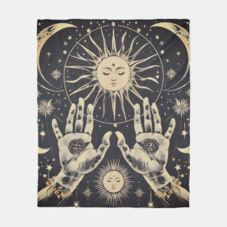 ✨ Cosmic Harmony Sun & Moon Fleece Blanket