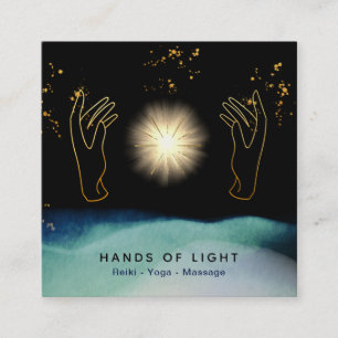 *~* Cosmic Healing Hands Universe Stars Energy Square Business Card