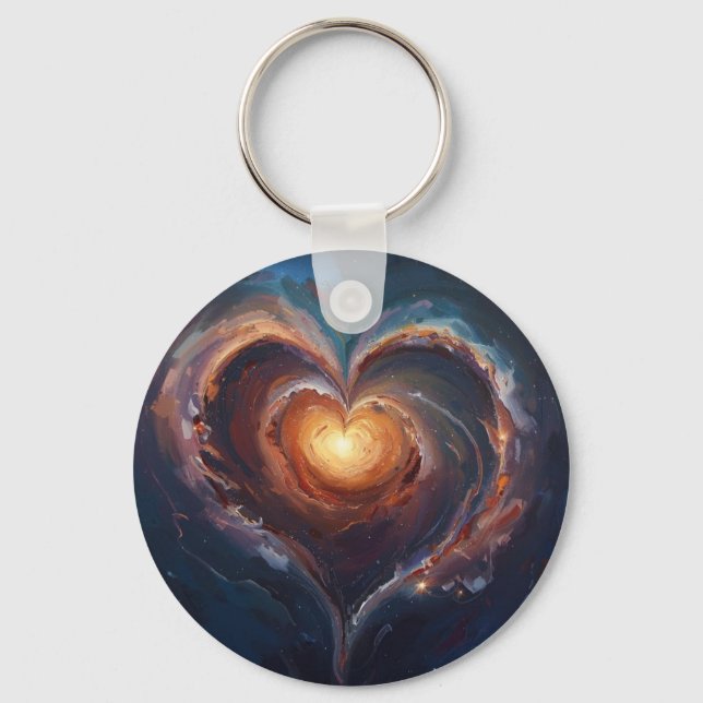Cosmic Heart Galaxy Love Art – Universe Romance  Key Ring (Front)