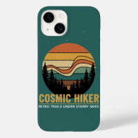 Cosmic Hiker Retro 70s Sunset Space Forest Stars
