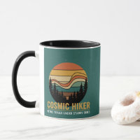 Cosmic Hiker Retro 70s Sunset Space Forest Stars