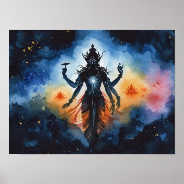 Cosmic Hindu Deity Poster – Gift for Meditation (Front)