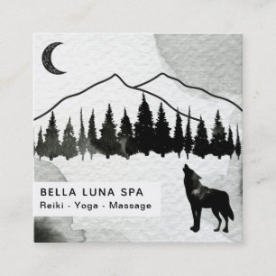 *~* Cosmic Howling Wolf Pines Mountain Shaman Square Business Card
