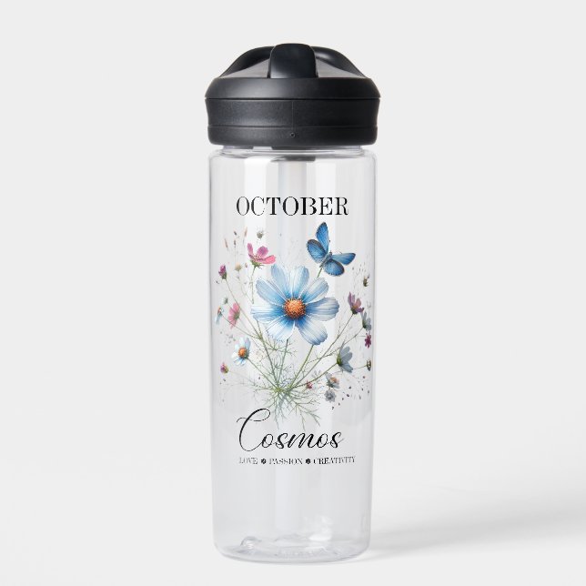 Cosmic Hydration October Birth Flower Water Bottle (Front)