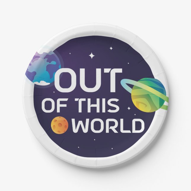 Cosmic Illustration Out of this World Outer Space Paper Plate (Front)