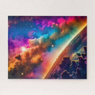 Cosmic Indigo Clouds Exploding Interstellar Scene Jigsaw Puzzle