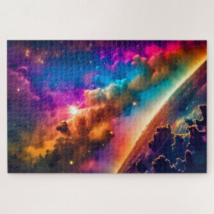 Cosmic Indigo Heavenly Celestial Over Earth Jigsaw Puzzle