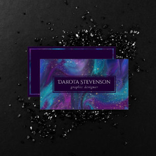Cosmic Ink Turquoise Blue Purple Galaxy Nebula Business Card