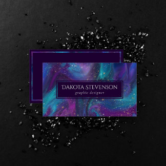 Cosmic Ink | Turquoise Blue Purple Galaxy Nebula Business Card