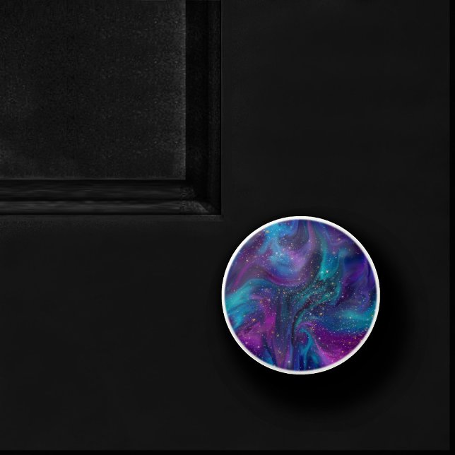 Cosmic Ink | Turquoise Blue Purple Galaxy Nebula Ceramic Knob (Creator Uploaded)