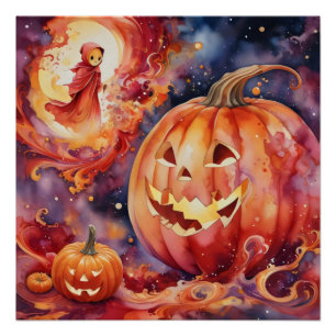 Cosmic Jack-o'-Lanterns: A Halloween Fantasy Poster