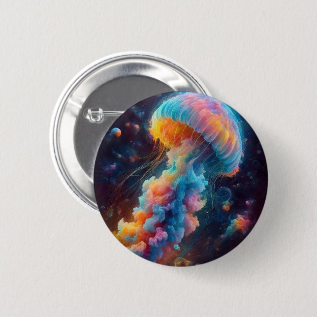 Cosmic Jellyfish Artwork 6 Cm Round Badge (Front & Back)