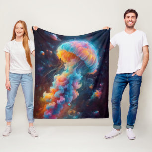 Cosmic Jellyfish Artwork Fleece Blanket