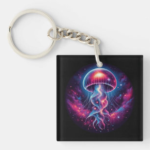 Cosmic Jellyfish Artwork Galaxy Key Ring