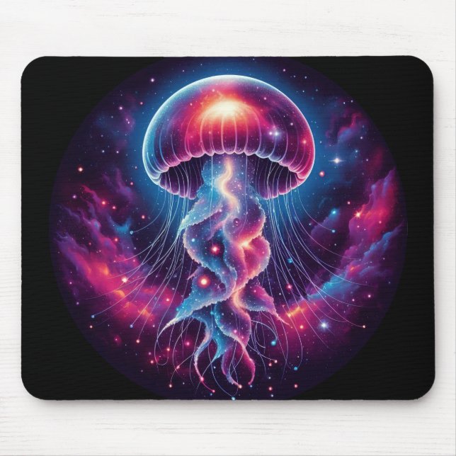 Cosmic Jellyfish Artwork Galaxy Mouse Mat (Front)