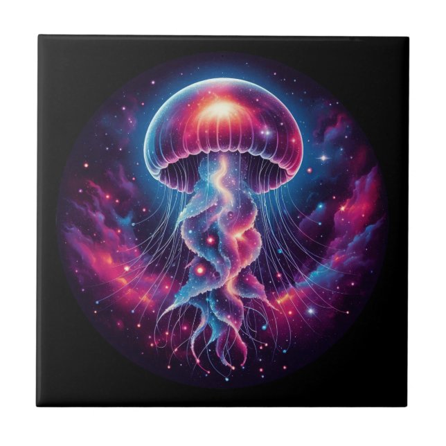 Cosmic Jellyfish Artwork Galaxy Tile (Front)